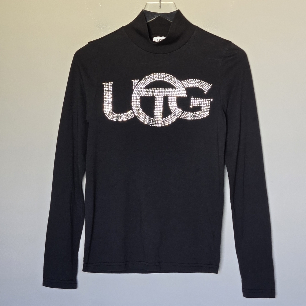 UGG X Telfar Logo Black Long Sleeve Mockneck Turtleneck Top Size S